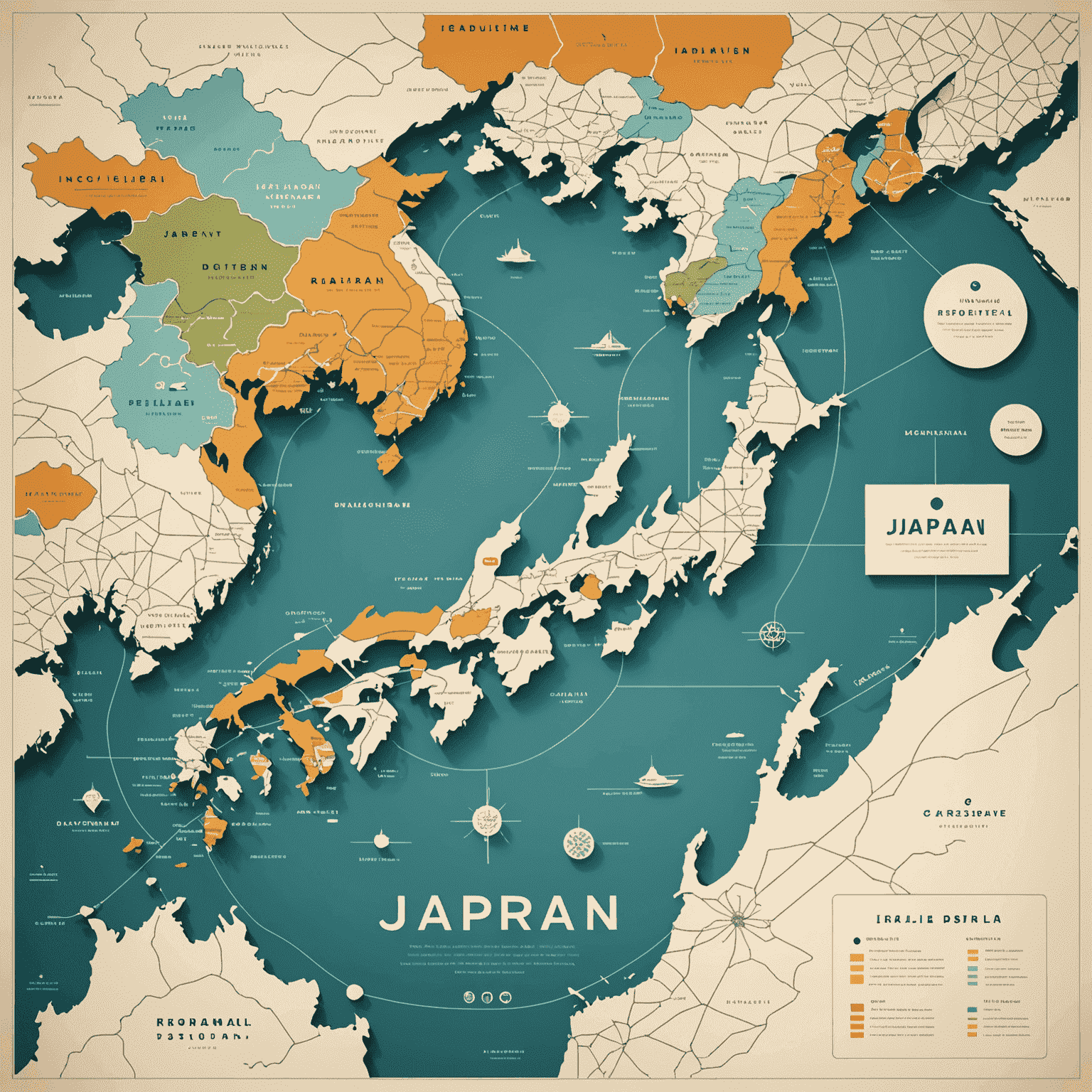 A stylized map of Japan with web design elements like wireframes and color palettes overlaid, representing the growing web design industry in the country