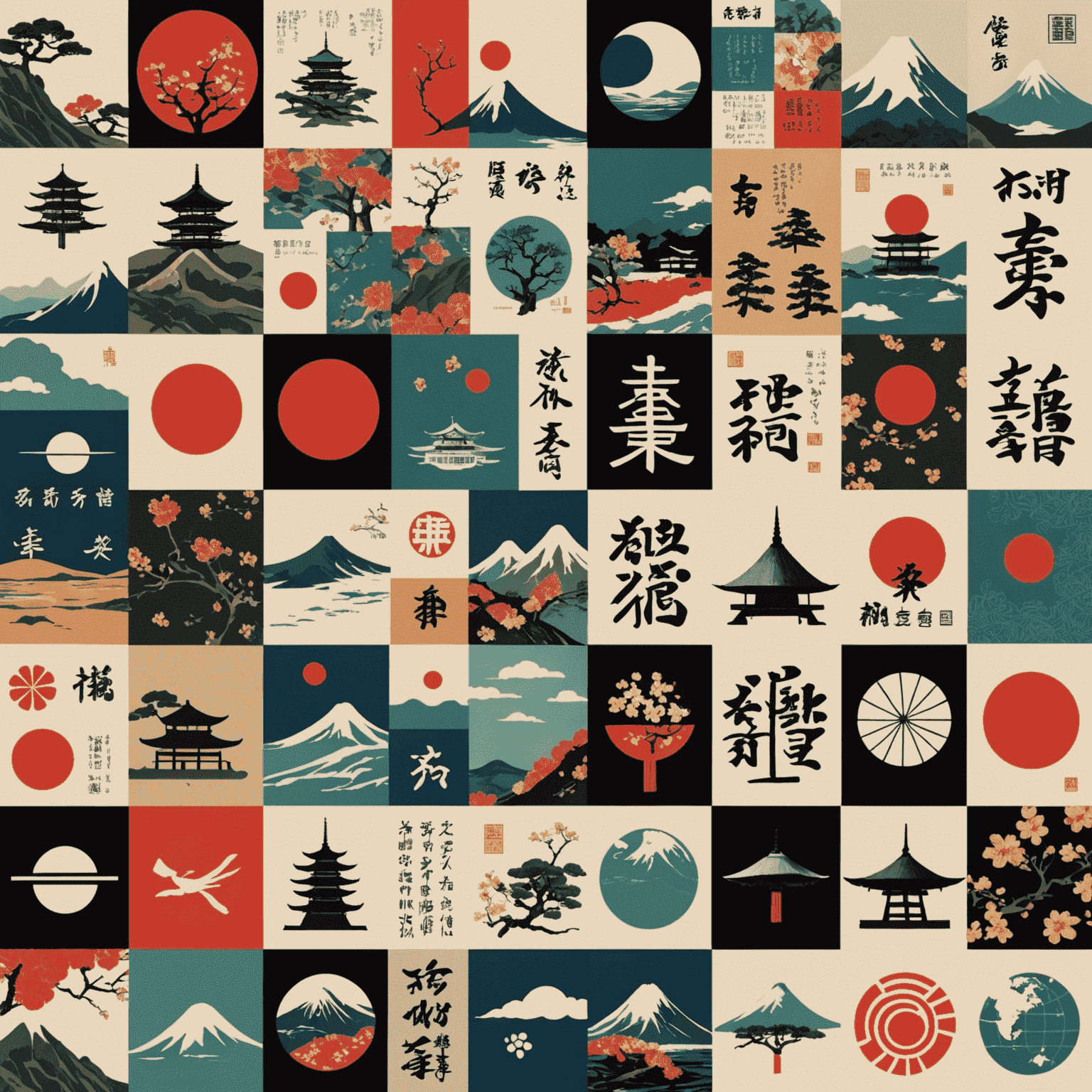 A collage showing various websites from different countries incorporating Japanese design elements, demonstrating the global appeal of this aesthetic in web design